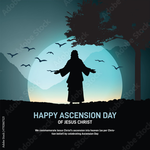 Happy Ascension Day of Jesus Christ. Ascension Day of Jesus Christ creative background, banner, poster, social media post, flyer, greetings card etc.