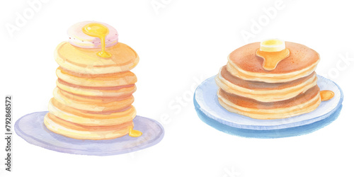 stack of pancake watercolor vector illustration