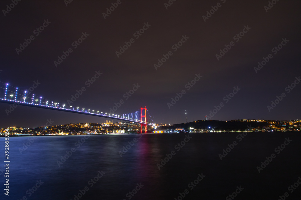 Bosphorus Bridge aka 15 temmuz sehitler koprusu and Anatolian side of Istanbul
