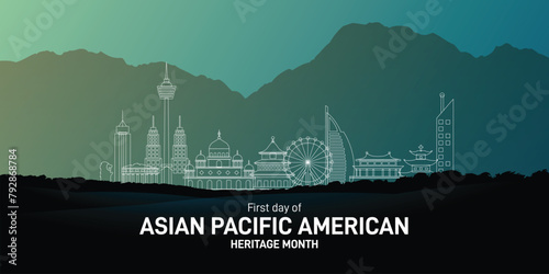 Asian Pacific American Heritage Month creative banner, poster, social media post etc. Asian American and Pacific Islander Heritage Month background or banner design template celebrate in may.