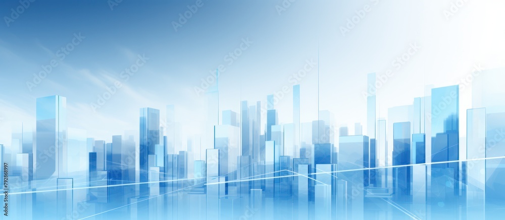Blue tone city shiny crystal glass clean clear building business background.