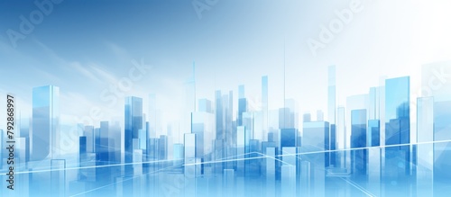 Blue tone city shiny crystal glass clean clear building business background.