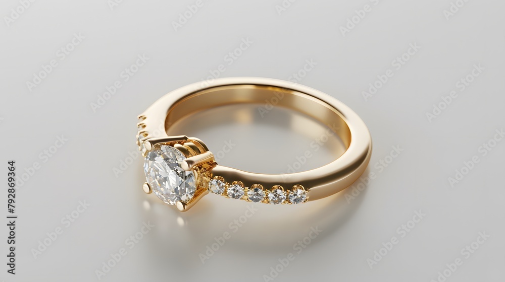 Gold diamond ring with many diamonds on white background. Gold diamond ring with many diamonds on white background.