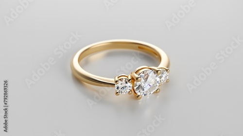 Gold diamond ring with many diamonds on white background.