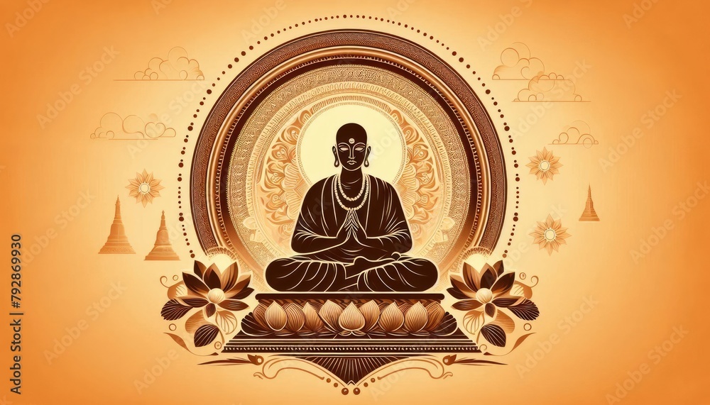 Buddha Purnima, Vesak Day, Buddhism, Buddha Jayanti Banner for Social Media Post, Vector Art Illustration
