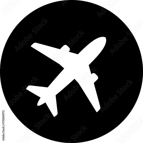 Airplane icon as symbol of flight travel