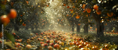 apple orchard with apple fruit agriculture background