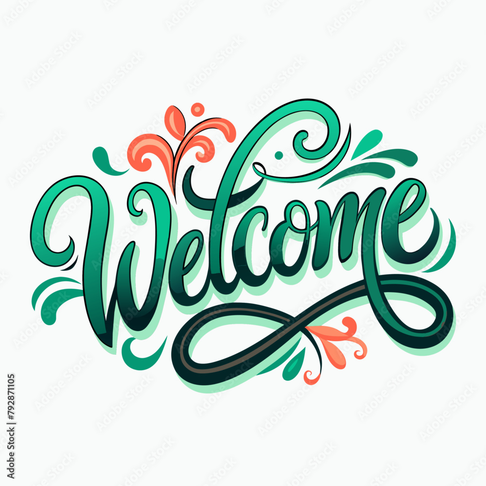 Welcome text vector art illustration (3)