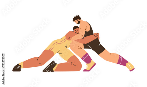 Intense wrestling takedown vector illustration