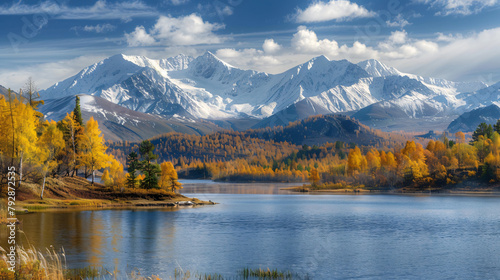 Beautiful lake in autumn Altai mountains Siberia  photo