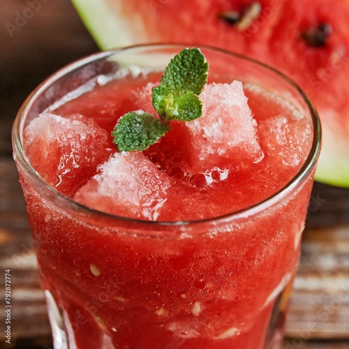 Wallpaper Mural Watermelon juice on wooden background. Macro, Closeup.
 Torontodigital.ca