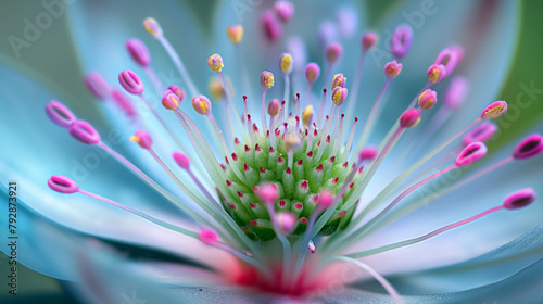 close-up of a flower with light blue petals and a deep blue center