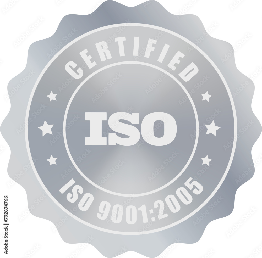 ISO Seal in Silver , ISO Stamp, Certified Company Certificate, ISO 9001:2005, Quality Certificate, Silver