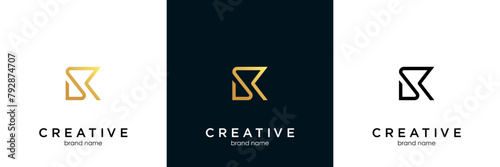 SK letter logo design on luxury background. KS monogram initials letter logo concept. SK icon design. KS elegant and Professional letter icon design