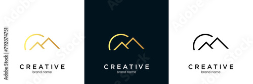 Simple modern mountain adventure logo design