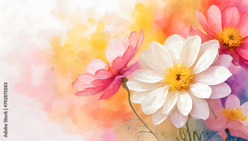 Watercolour background with flowers