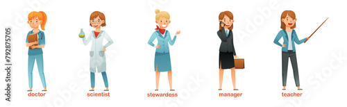 Labor Day with People of Different Profession Standing Vector Set