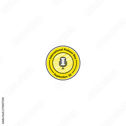 International podcast day label, International podcast day logo vector graphics