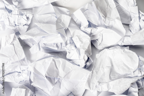 Crumpled paper. White sheets in crumpled state.