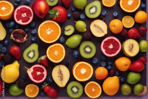  creative layout made fruits flat lay plum apple strawberry blueberry papaya pineapple lemon orange lime kiwi melon apricot pitaya carambola white background cherry citrous closeup diet dragon fruit 