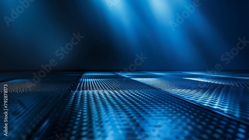 Fototapeta Naklejka Na Ścianę i Meble -  Abstract light patterns in blue and black with a gradient, a floor wall metal texture with a soft tech diagonal background