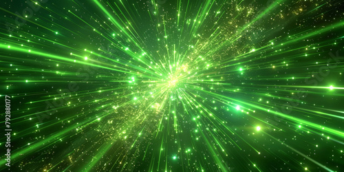 Green light burst speed montion background, green Explode particles freeze splash, gsuitable for futuristic, technology, or energy concept designs, banner, copy space, 