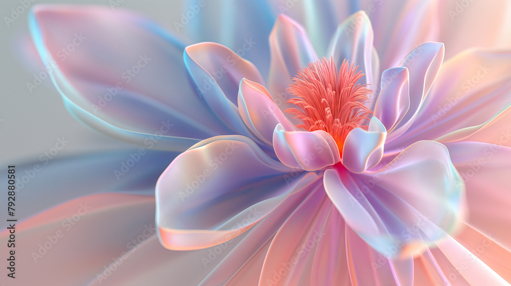 flower with pinkish-red petals that fade to light blue at the tips