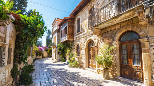 Beautiful old street in Limassol Cyprus. Travel and va