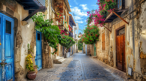 Beautiful old street in Limassol Cyprus. Travel and va © Hassan