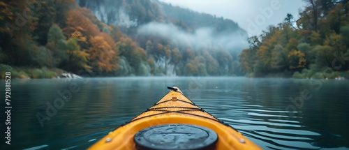 Explore the Beauty of Nature from a River's Perspective on the Scenic Views Kayak Rafting Tour. Concept Nature Photography, River Adventure, Kayak Excursion, Scenic Views, Outdoor Exploration