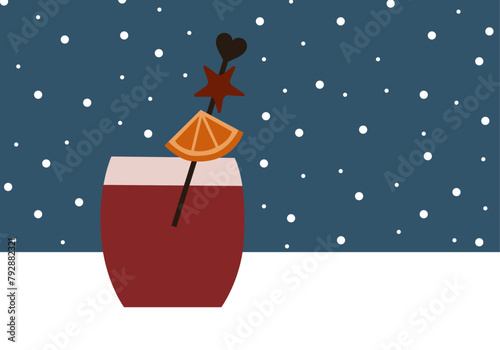 Mulled wine  winter christmas market drink illustration - isolated, editable vector