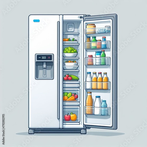 a new refrigerator icon full of drinks