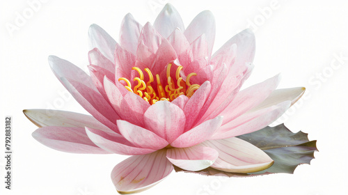 Beautiful pink water lily isolated on white background