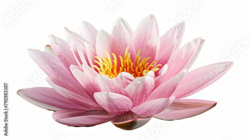 Beautiful pink water lily isolated on white background