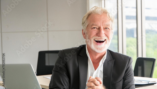 Workplace Bliss: A Happy Professional in a Well-lit Office, Embodying the Perfect Balance of Productivity and Contentment