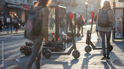 An innovative urban mobility solution, featuring electric scooters and bike-sharing services with IoT connectivity and smart routing algorithms for efficient and eco-friendly transportation.