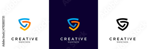 Initial Letter S Shield Logo Design Element