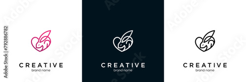 Cruelty free bunny icon. Not tested on animals logo. Pink rabbit heart symbol. Vector illustration.