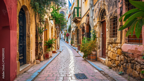 Beautiful street in Chania Crete island Greece. © Hassan