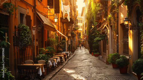 Beautiful street in Rome Italy. © Hassan