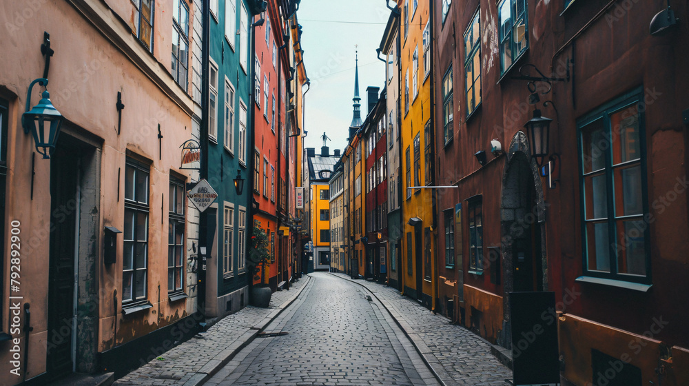 Beautiful street of Old Town in Stockholm Sweden