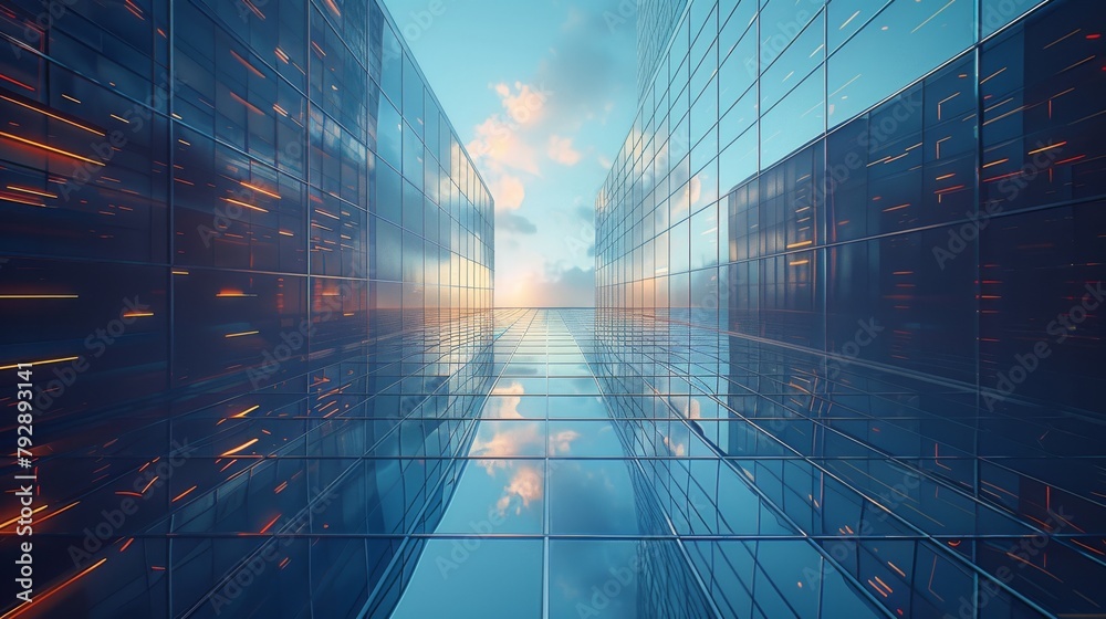 Double exposure of luxury buildings and the city from a low angle can ...