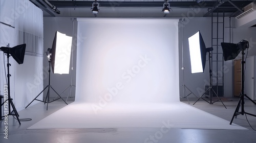 A clean white muslin backdrop with soft studio lighting for a professional headshot