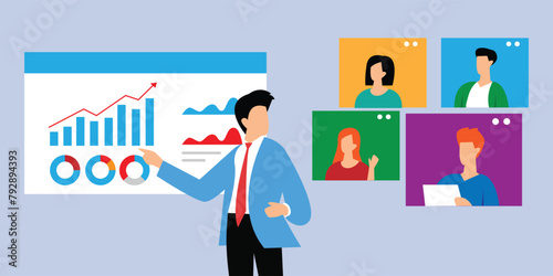  Teamwork of business analysts online meeting