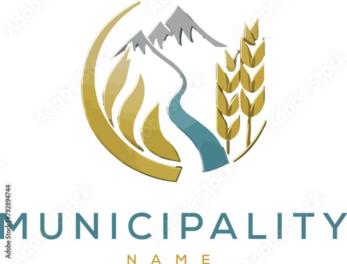 Wheat agriculture corporate branding for municipality logo. AI generative.