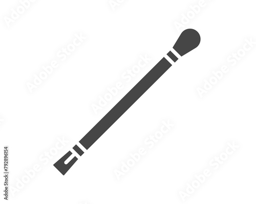 Makeup and cosmetics. Vector graphic black icons of beauty brushes for face, powder, blush, eyeshadow.