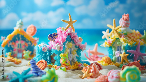 Artistic Edible Sea Life Landscape with Candy Corals photo