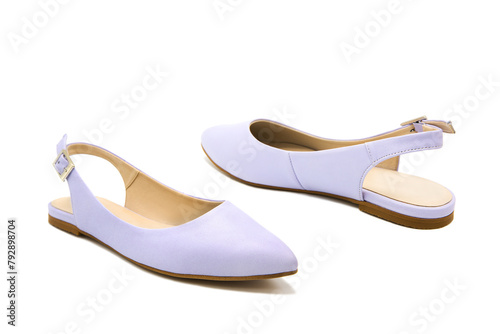 Pair of fashionable leather shoes isolated on a white background. Sandals.