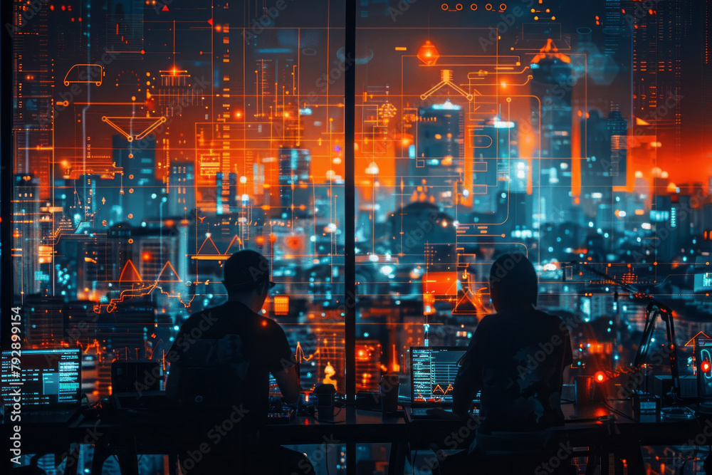 An image of a tech startup pitching a new blockchain-based application designed to revolutionize tra An image of a tech startup pitching a new blockchain-based application designed to revolutionize tra