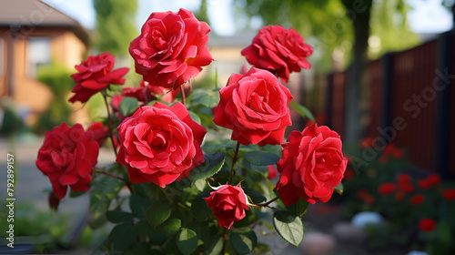 red tulips in garden, Red roses in the garden. Red roses in the garden. Beautiful red roses.